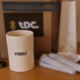 Large White Utensils Jar