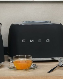 SMEG RETRO 1.7L KETTLE & 2 SLICE TOASTER BLACK COMBO- MATT
