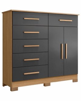 Xangai | Dresser  |  Nature/Titanium | 2 doors | 6  drawers