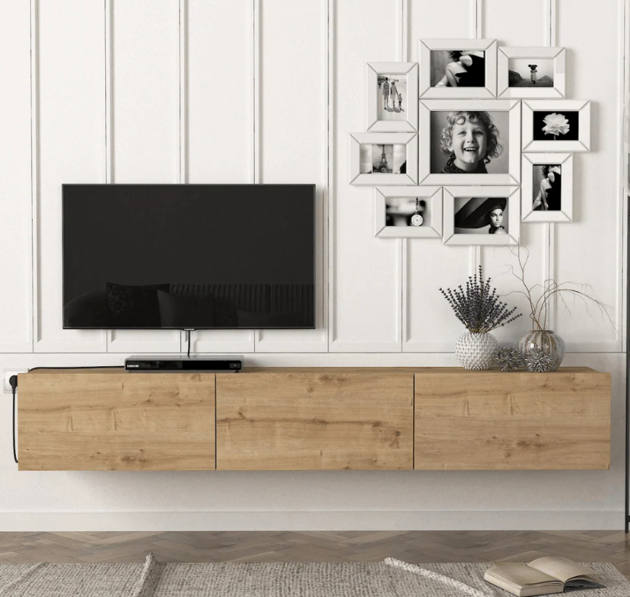 Armoire Damla Floating TV Stand - Light Brown