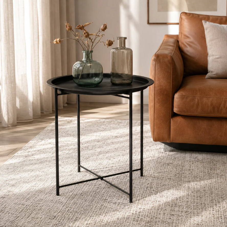 Armoire Oval Folding Coffee Table | Black - Image 2