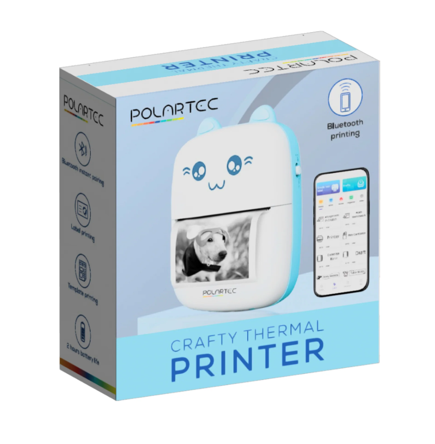 Polartec Crafty Mini Thermal Printer – Portable Bluetooth Inkless Printer for Photos, Labels & Notes