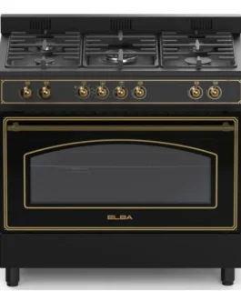 Elba 90cm Black 5 Burner Gas/Electric Rustic Stove